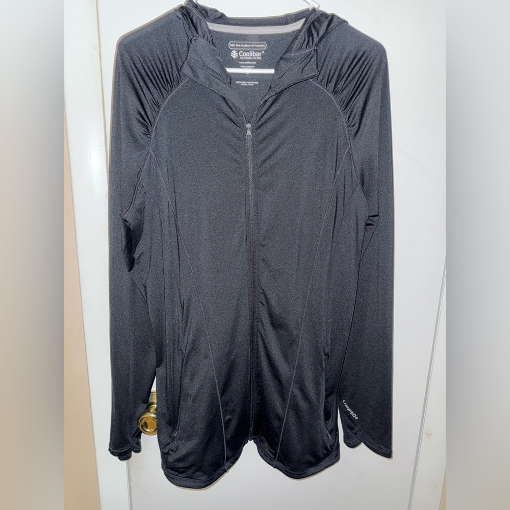 Coolibar Black Full-Zip Hooded Sun Shirt